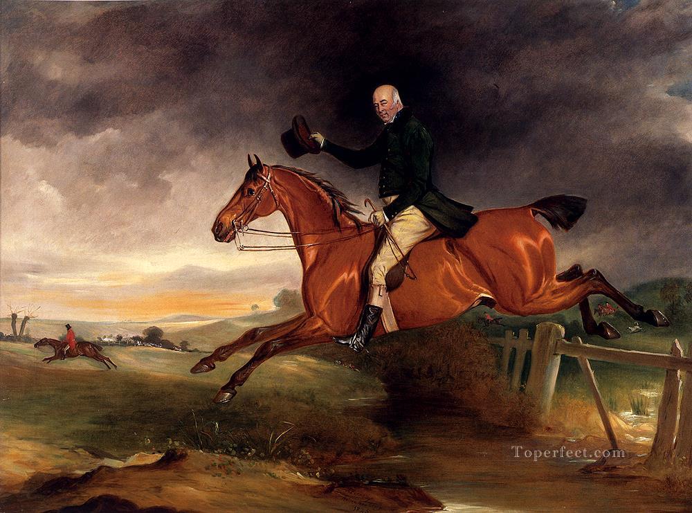 ジョージ・マリオット氏 柵の馬を捕まえるベイ・ハンター ジョン・ファーニーリー・シニア油絵